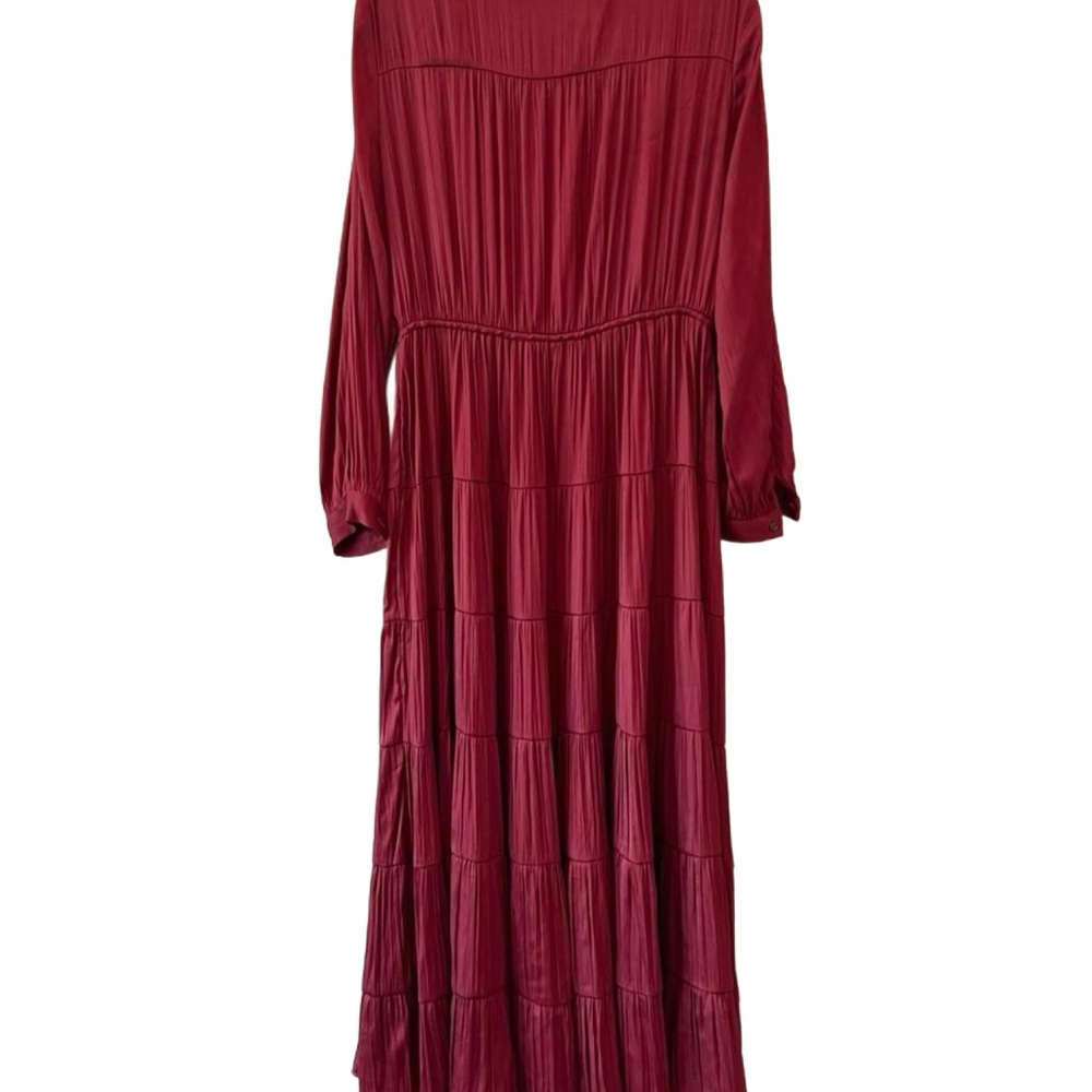 NEW Anthropologie Satin Tiered Button-Front Adjustable Maxi Dress, Red, Medium - Picture 7 of 12